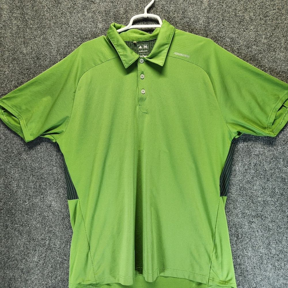 Adidas Climacool Formotion Mens XL Athletic Short Sleeve Green Polo Shirt